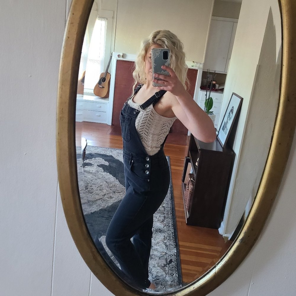 Black Denim Overalls